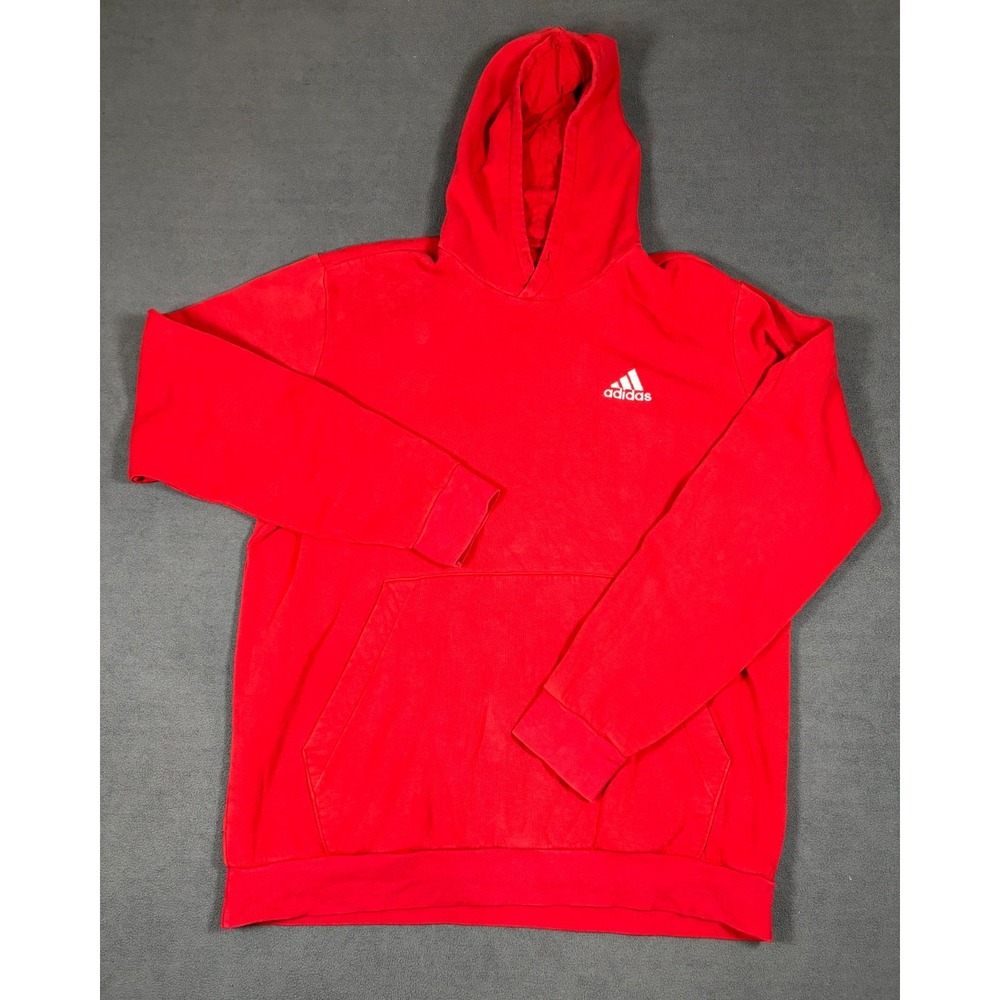 Adidas Essentials Fleece Hoodie Mens XL Red Scarlet Cotton Training Athleisure
